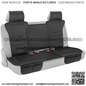 Motor Trend LuxeFit Black Faux Leather Rear Bench Car Seat Cover ?C Premium Automotive Back Seat Cover for Cars, Padded Car Seat Cushion with Pockets, Adjustable Interior Car Seat Protector