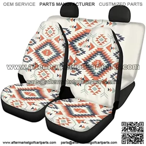 Boho Aztec Car Seat Covers Full Set Front and Back Split Bench Protection Combo Kit Universal Fit Vehicle Sedan Vehicle Truck Auto Interior Decor