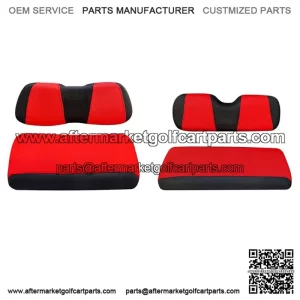 Front and Rear Golf Cart Seat Cover Set for Club Car DS EZGO RXV TXT Red Black