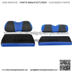 Front and Rear Golf Cart Seat Cover Set for Club Car DS EZGO RXV TXT Blue Black