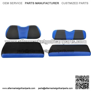 Front and Rear Golf Cart Seat Cover Set for Club Car DS EZGO RXV TXT Blue Black