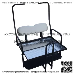 Rear Flip Seat Kit for Club Car Golf Cart DS Model(1982-2000/White)with grab bar