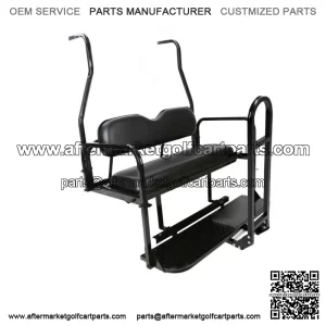 Folding Rear Flip Seat Kit w/Grab Bar for Club Car Golf Cart DS 2001-2013 Black