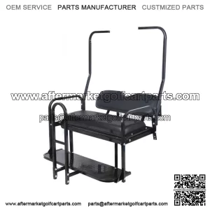 For 1982-2000 Club Car DS Golf Cart Flip Folding Rear Seat Kit w/ Grab Bar black