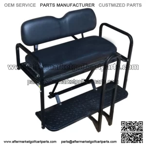 Rear Flip Seat Kit for EZGO Golf Cart RXV Model (Black) with Grab Bar 2008-2015