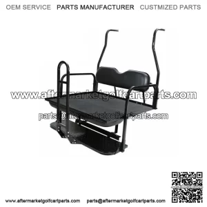 Black Folding Rear Flip Seat Kit for 2001-2013 Club Car Golf Cart DS w/Grab Bar