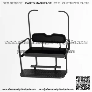 Club Car DS Old Black Rear Flip Seat with Roof Supports (1982-2000.5)