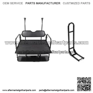 Black Rear Flip Seat Kit with Grab Bar for 2004-Up Club Car Golf Cart Precedent