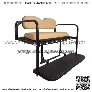 MACH3 Rear Flip Seat for EZGO TXT Golf Carts (1994.5 & Up) - Tan Cushions