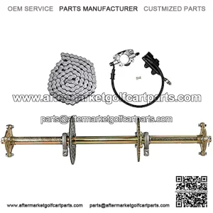 Axle Kit with Chain Sprocket Brake Master Cylinder Assembly and Chain & Sprocket for Go Kart Quad Trike Golf Carts
